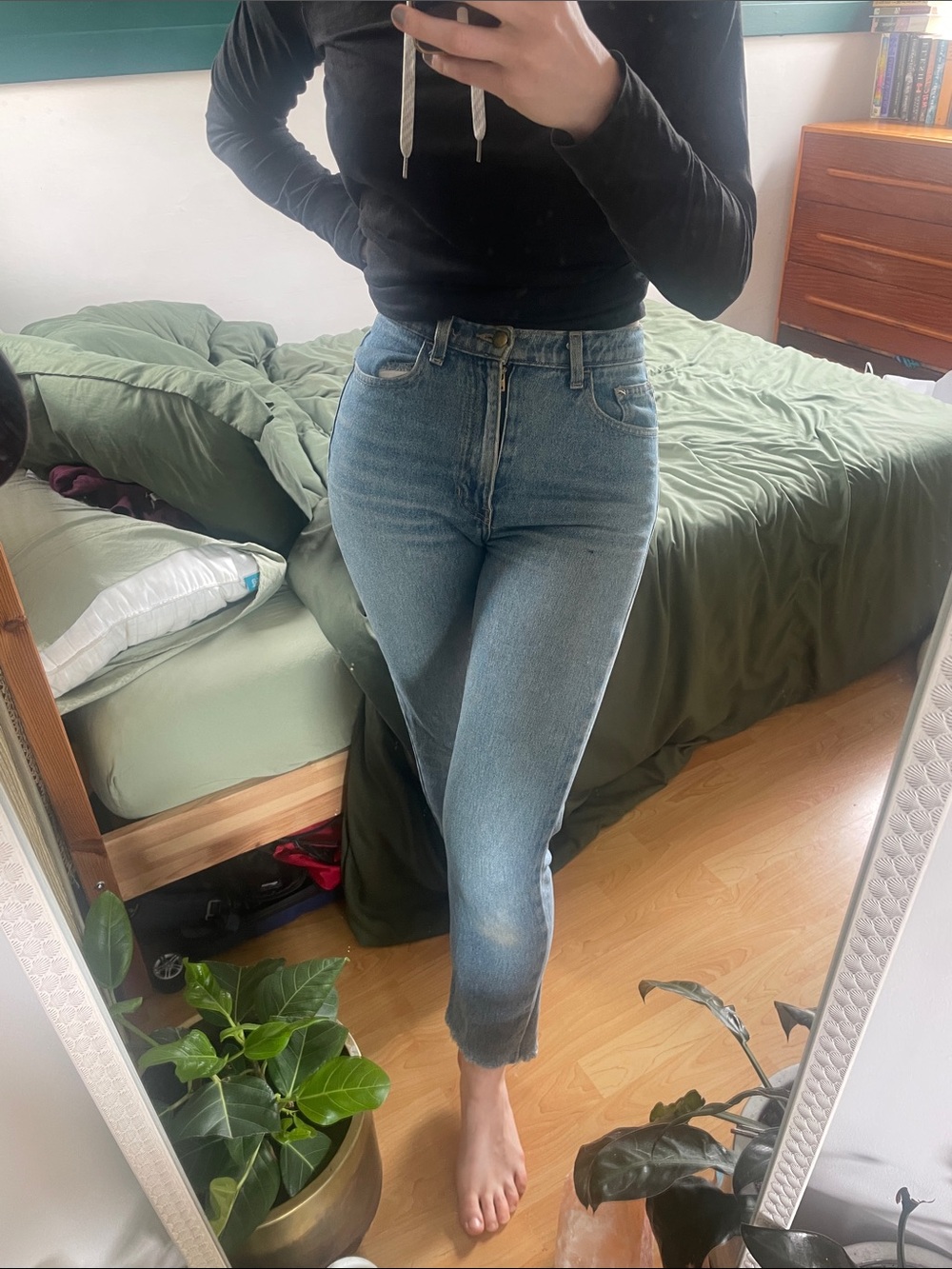 American Apparel High-Rise Slim Women's Jeans in Light Blue